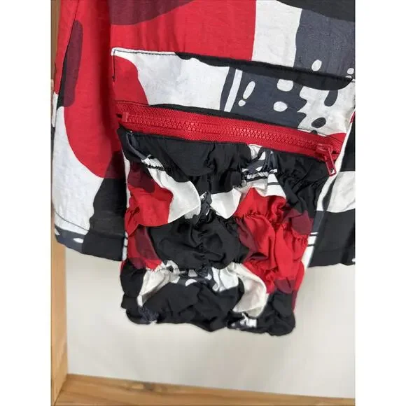 NWT Shana Multicolor Black & Red Geometric Print Cowl Neck Top #1119 Size XS - Picture 2 of 4